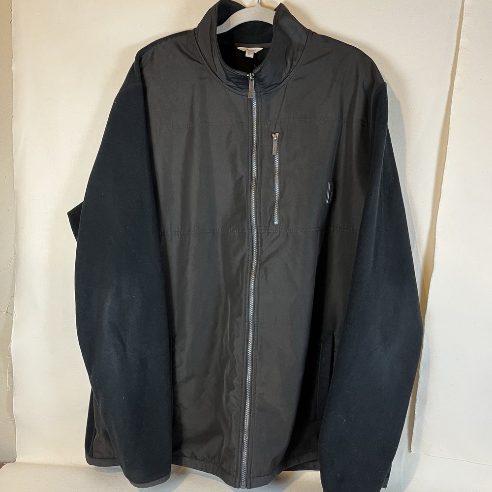 Calvin Klein Fleece Jacket Mens Size 2X Black Dark Brown Full Zip Long Sleeves